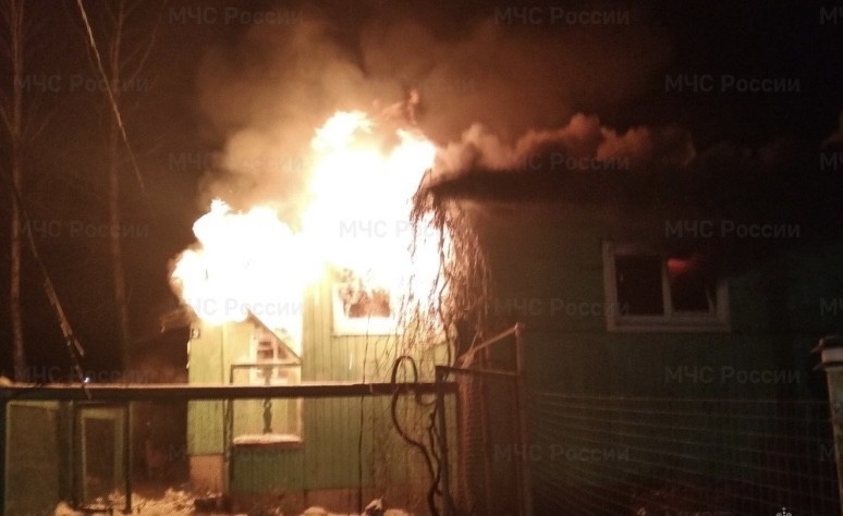 В деревне под Боровском при пожаре пострадал человек