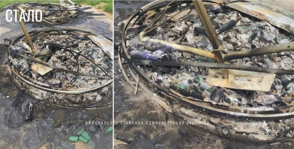 В Обнинске вандалы сожгли новые контейнеры для мусора на городском пляже