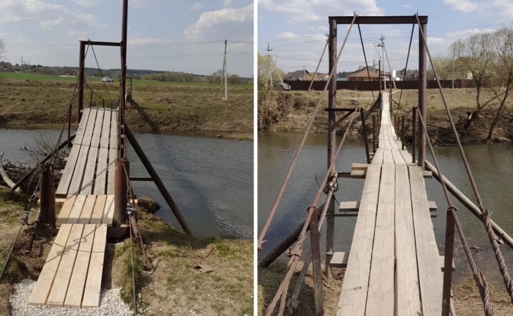 Мост восстановили после весеннего паводка в Калужской области 