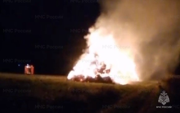 Сено сгорело ночью в Калужской области