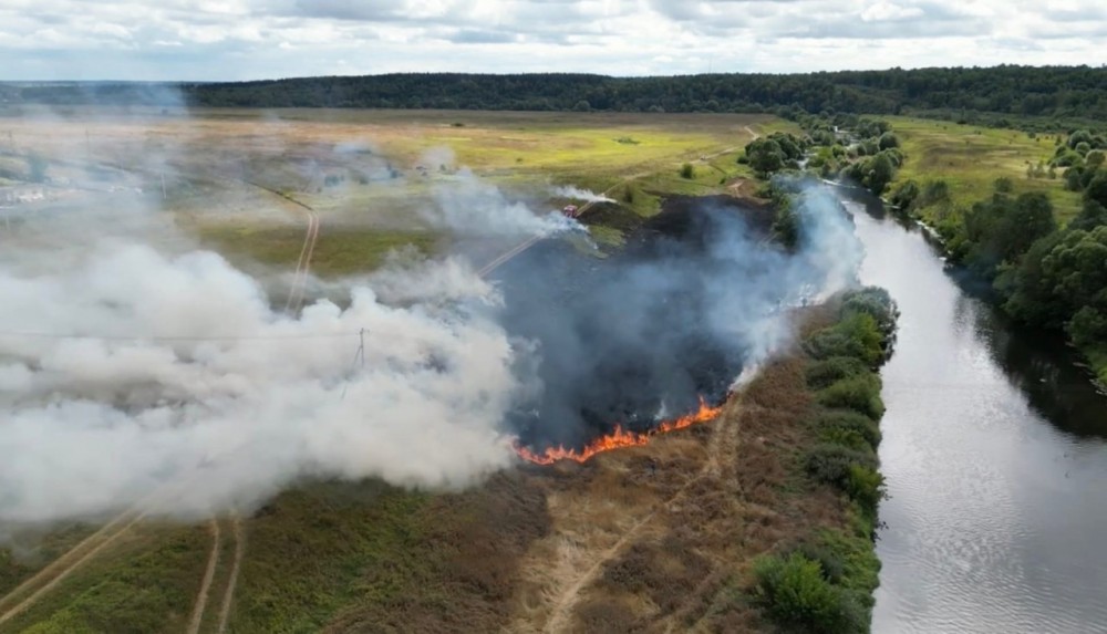Природный пожар уничтожил несколько гектаров земли в Боровском районе